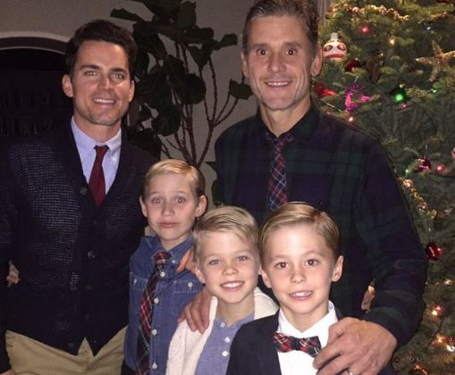 Matt Bomer with his husband, Simon Wells, and their kids.